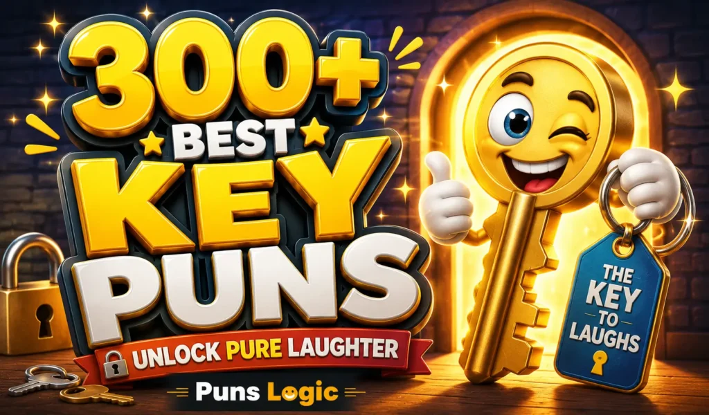 Key puns thumbnail with a shiny gold key mascot and bold 3D typography
