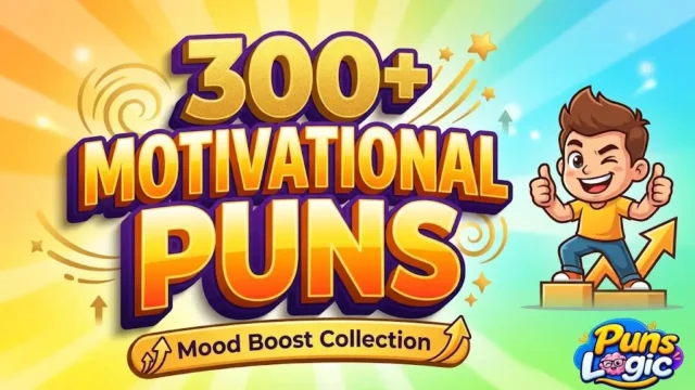 Bold 3D typography motivational puns thumbnail with happy mascot.