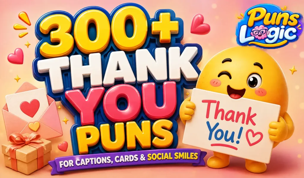Funny thank you puns for cards and captions